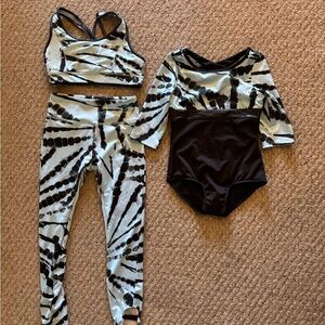 Justice Black and Baby blue Tie-Dye Active Set